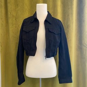 Black Denim Cropped Jacket - NWT